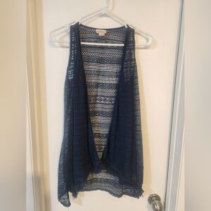 Belle Du Jour Navy Crochet Lace Overlay Vest